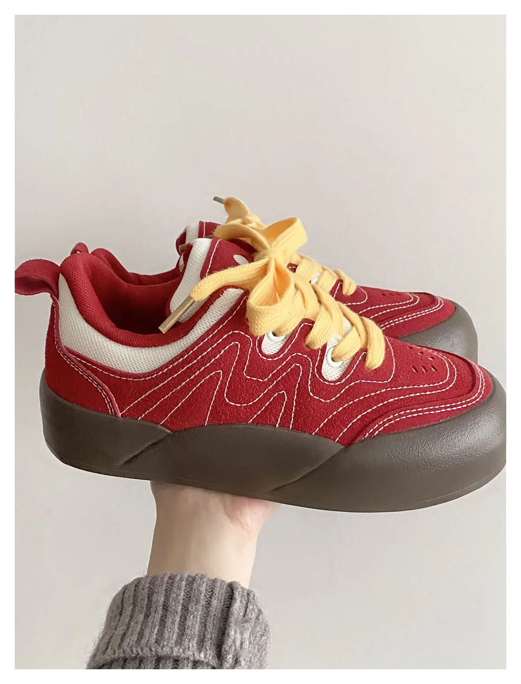 Thick Soled Heels Comfortable Women's Shoes Fashionable New Casual Flat Shoes Lightweight Sports Women Casual Board Shoes 24-187