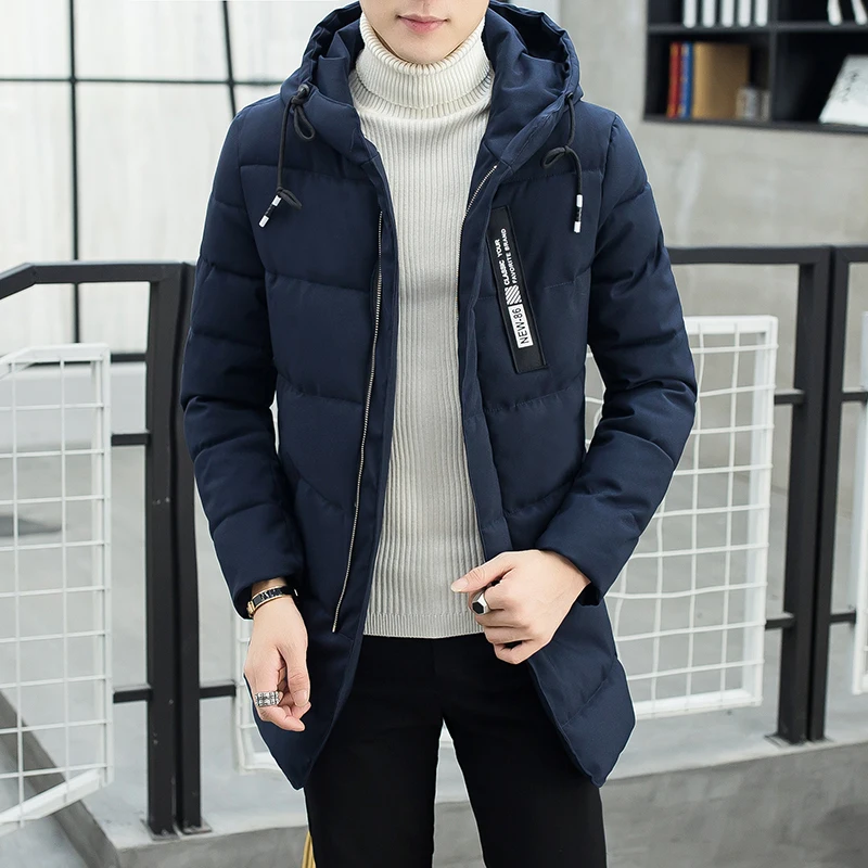 Fashion Thick Parkas Men's 2023 Autumn Winter Warm Overcoat Casual Solid Color Cotton-Padded Jackets Outwear Windproof Down Coat