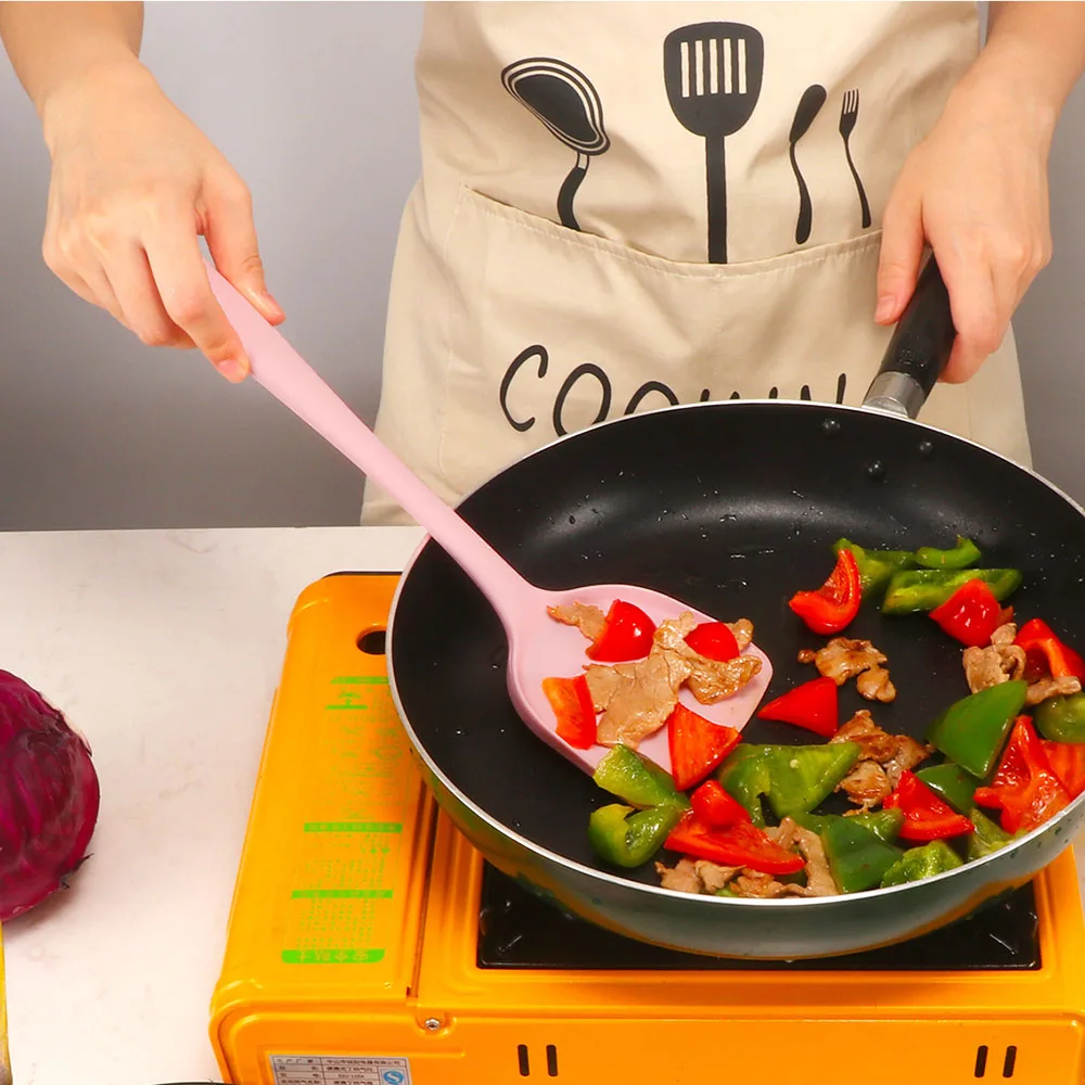 1Pcs Non Stick Pink Silicone Heat-Resistant Kitchen Cookware Spatula Soup Spoon Shovel Turner Utensil Cooking Tools Kitchenware