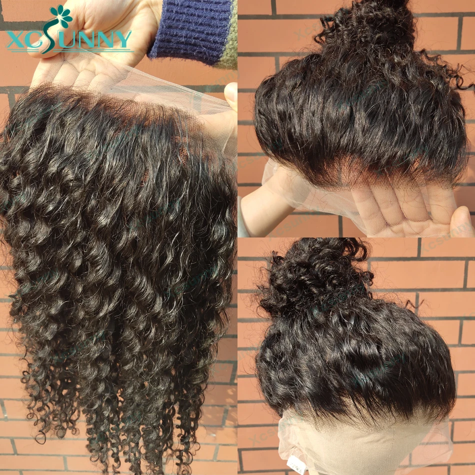 360 Lace Frontal Wigs Human Hair High Ponytail Pre Plucked Curly Full Lace Wig Transparent 13x6 Water Wave Lace Front Wigs 4