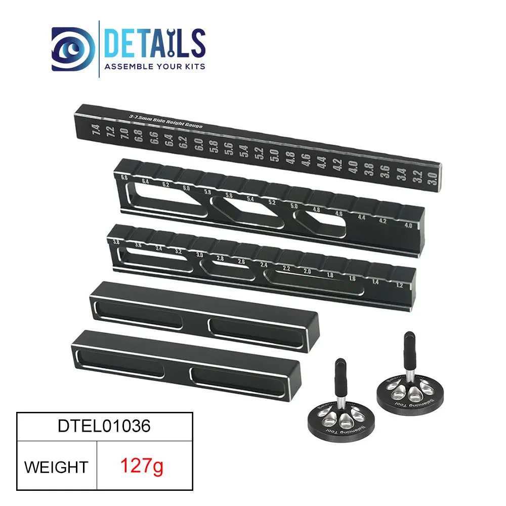 RC카 도구 10mm 라이드 높이 드롭 게이지 조절기 눈금자 RC 온로드 드리프트 측정 1.23.8 / 4.06.6 / 3.0-7.4mm / 3.1-7.5mm