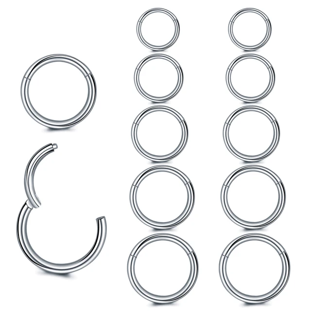 4 Anelli A Cerchio Per Piercing - Acciaio 316L, Clicker, Per Naso, Labbro, Orecchio - Foto 4