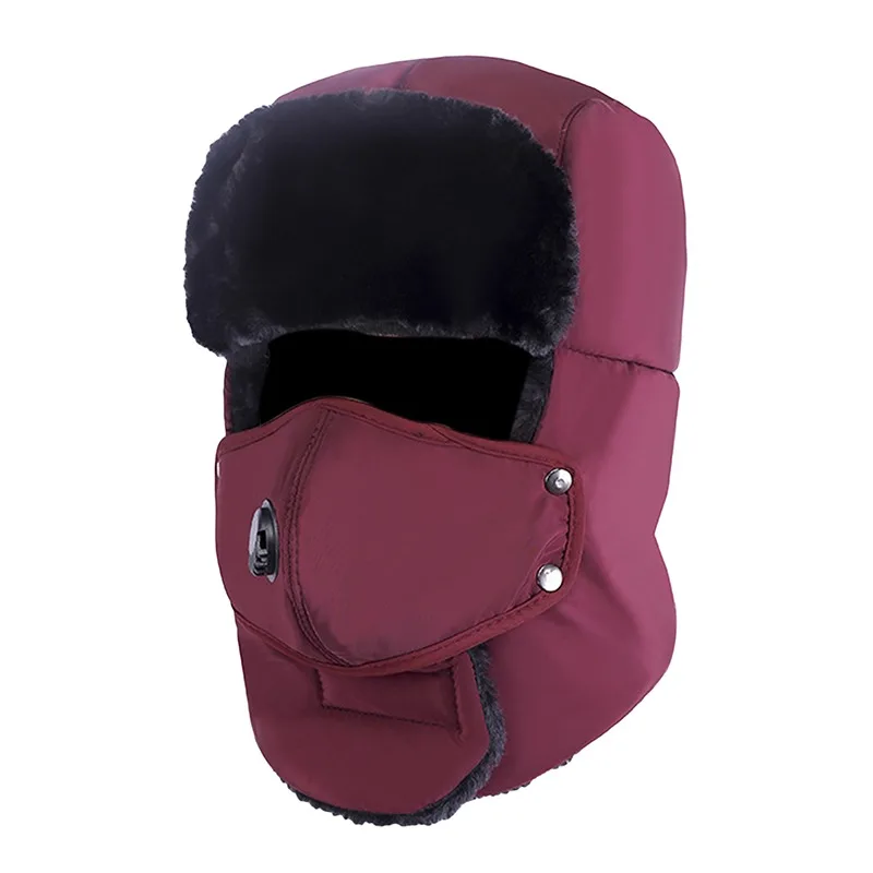 Windproof Warm Hat Winter Warm Bomber Hats Men Women Russian Trapper Thermal Hat Trooper Snow Ski Cap Acrylic Lei Feng Cap