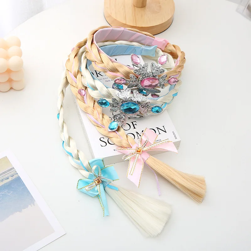 생일 파티 코스프레를 위한 크라운 눈송이 리본 장식이 있는 어린이 공주 머리띠