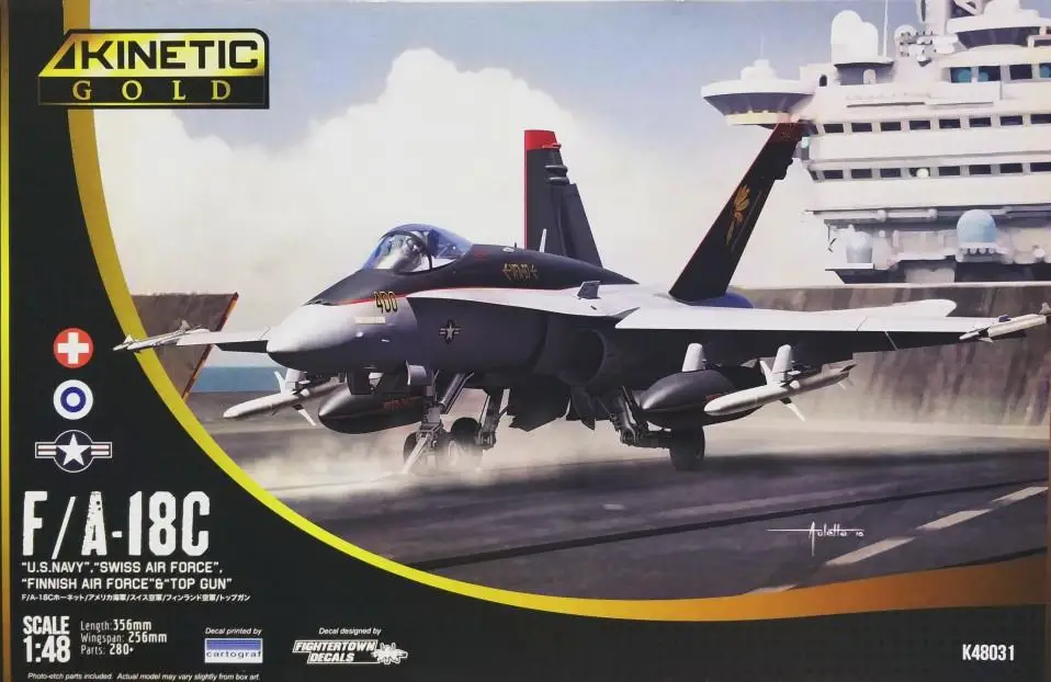 Kit Modello Cinetico K48031 1/48 F/A-18C Us Navy,Swiss, Finish Air Force E "Top Gun"