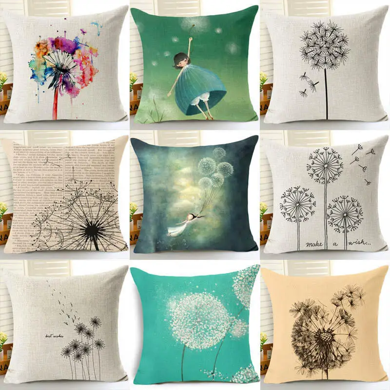 

Pastoral Plant Dandelion Pillow Case Car Sofa Cushion Cover Household Decoration Pillow Case