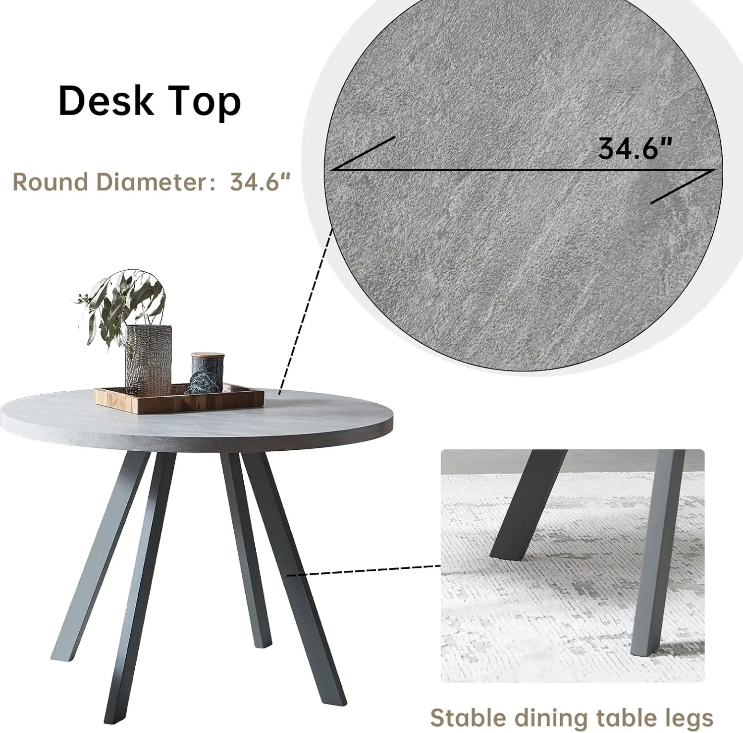 34.6'' Round Dining Table and Chairs for 2, Space Saving Modern Casual Coffee Table Set for Apartment Kitchen Dining Room