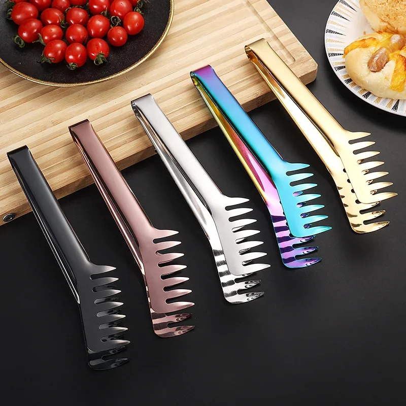 1Pcs Stainless Steel Pasta Spaghetti Tongs Noodle Food Comb Clip  Cooking Utensils Western Restaurant Kitchen Tools Party