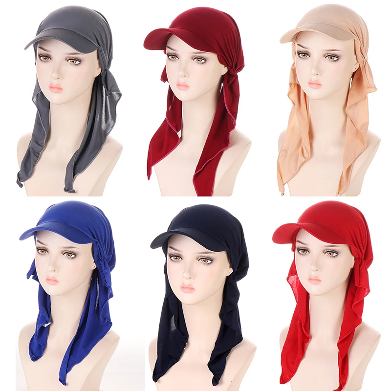 New Unisex Cotton Solid Color Hat Fashion Square Scarf Cap Soft Headscarf Baseball Cap Outdoor Brim Sunshade Anti-UV Hats Gifts