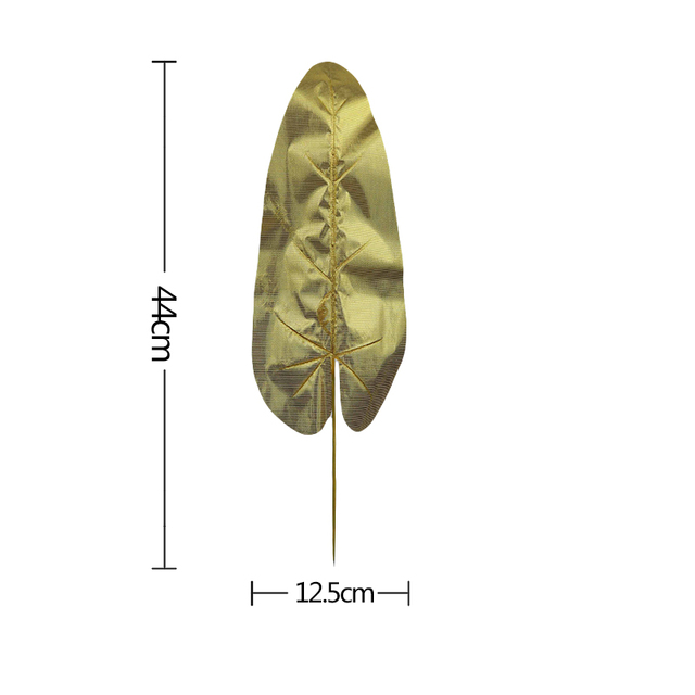 Gold Artificial Monstera Tropical Plam Tree Leaves Photography Background Fake Plant Wedding Birthday Party Home Decoration