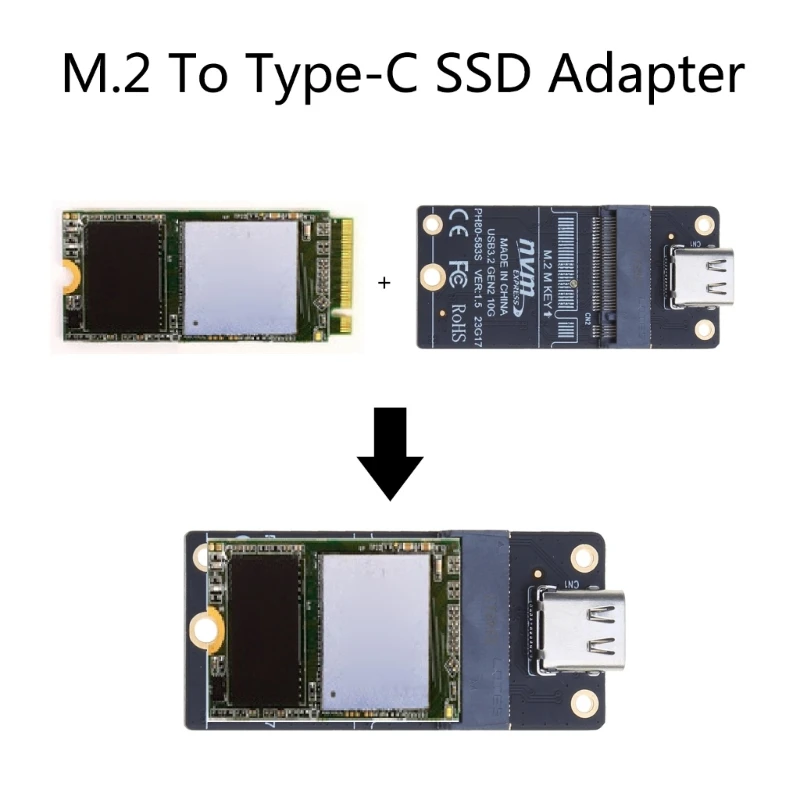 M.2-Type-C SSD 어댑터 SSD 보드 M.2-USB3.1 M.2 NVME SSD JMS583 용 10Gbps 어댑터 2230-2280 SSD Dropship