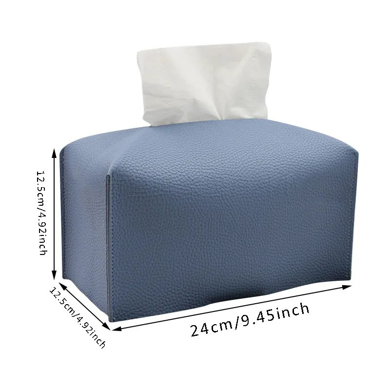 Tissue Box Cover Refined Leather Foldable Tissue Box Holder - Decorative Holder/Organizer for Bathroom Vanity Countertop 6