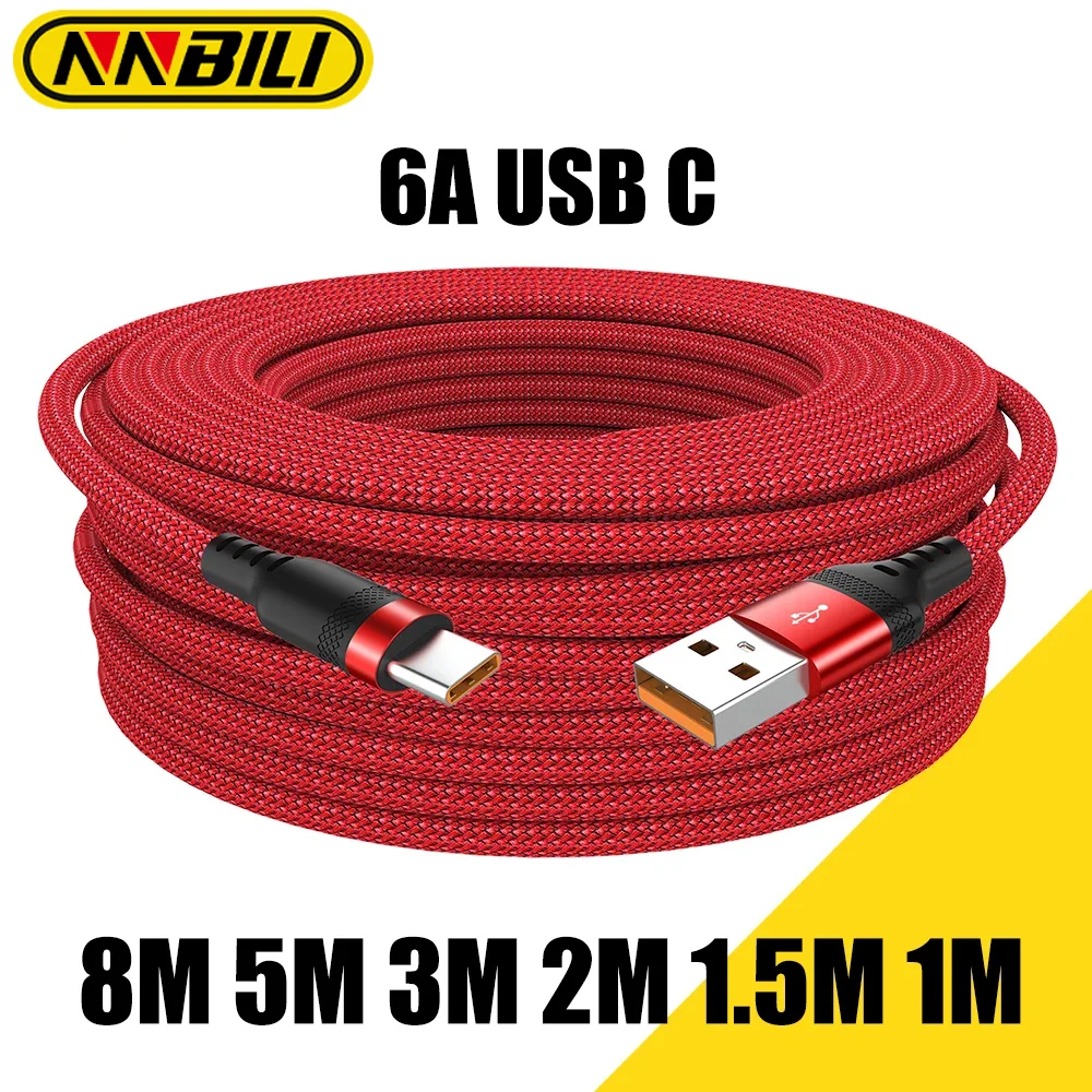NNBILI 6A Extra Long Data Cable Nylon USB C Fast Charging Cable for ...
