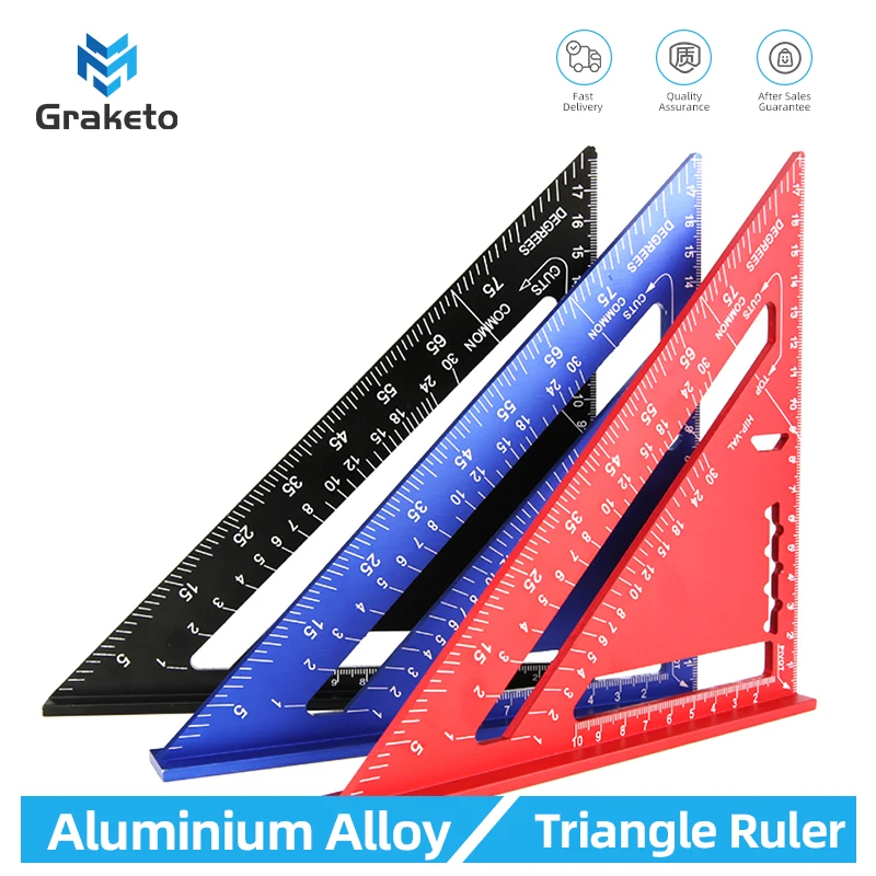 Triangle Ruler 7Inch Measurement Tool Aluminium Alloy Carpenter Set Square Angle Woodworking Tools Try Square Triangular Metric triangle ruler
