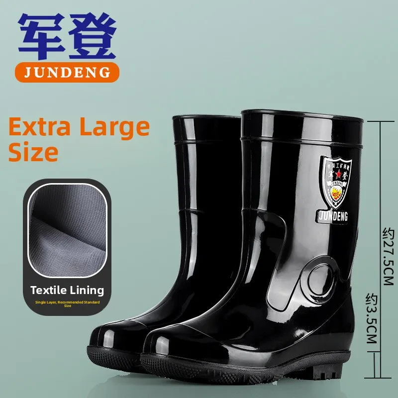 Bottes pluie grande taille homme mi-mollet épaissies chaussures aquatiques résistantes acides-bases légères anti-dérapantes