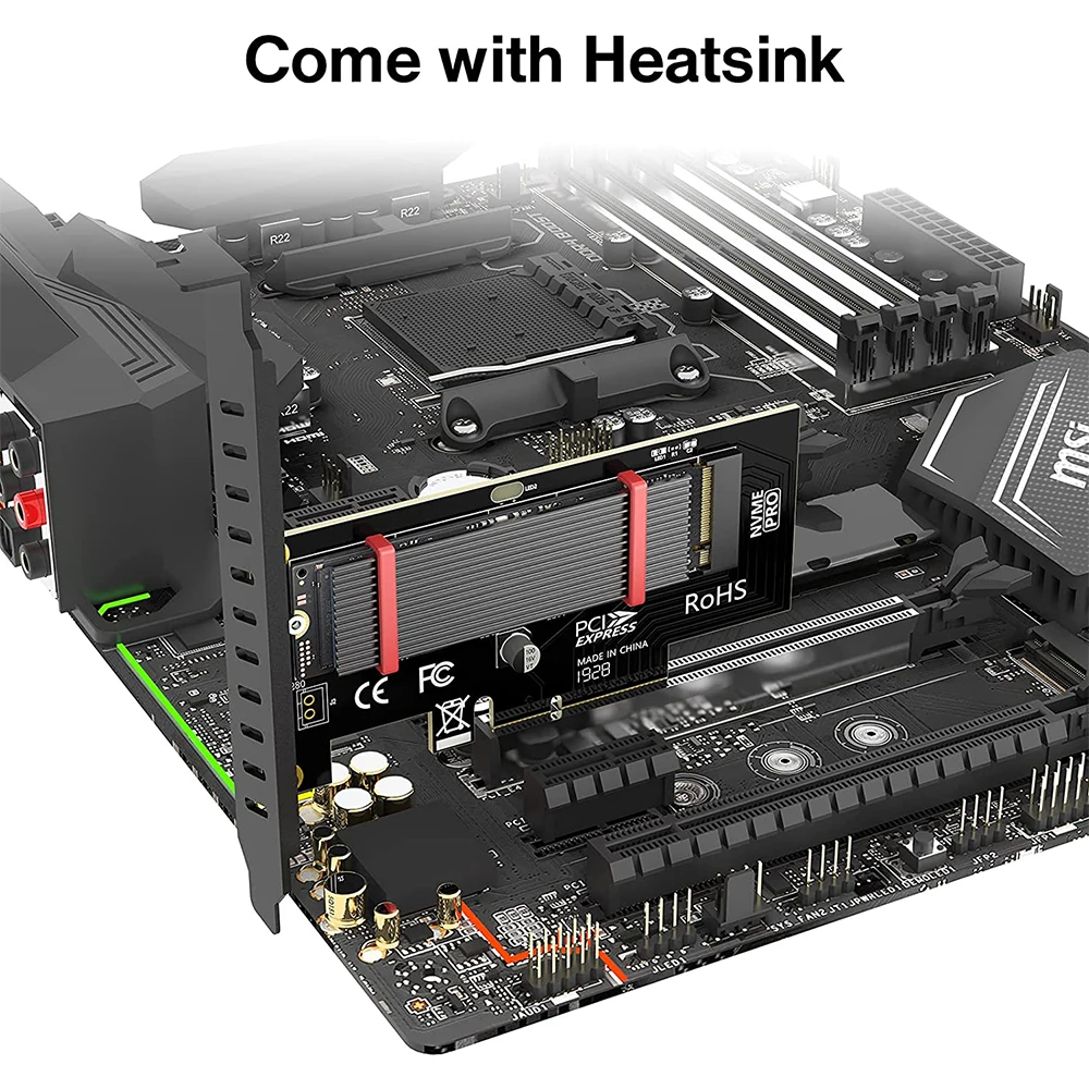 Pcie para Adaptador Nvme com Dissipador de Alumínio 64gbps Pcie4.0 x4 Gen4 Nvme M.2 Placa de Expansão 2230 2242 2260 2280 M-key Jeyi-m.2 - Imagem 2
