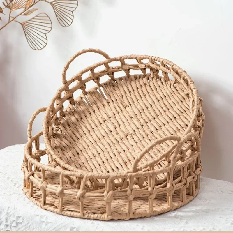 

Mifuny Handwovens Storage Trays Home Rope Handmade Woven Basket Desktop Storage Fruit Miscellaneous Sorting Woven Storage Basket