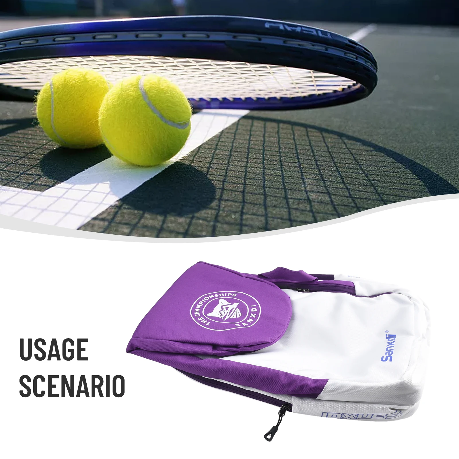 

Tennis Paddle Backpack Squash Badminton Rackets Bag Racquet Carrying Handbag Polyester + EVA Padded Straps Fits Up To 2 Racquets