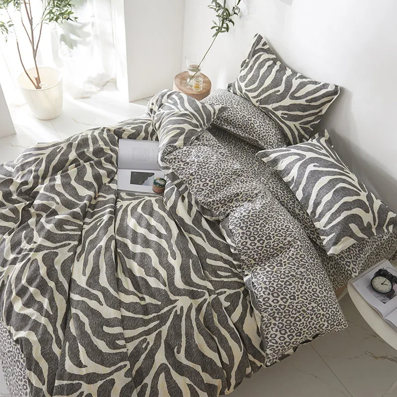 Leopard Black White Print Duvet Cove Set with Pillow Case for Twin Full Queen and King Size Home Living Bedding Sets No Sheet Leopard Black White Print Duvet Cove Set with Pillow Case for Twin Full Queen and King Size Home Living Bedding Sets No Sheet