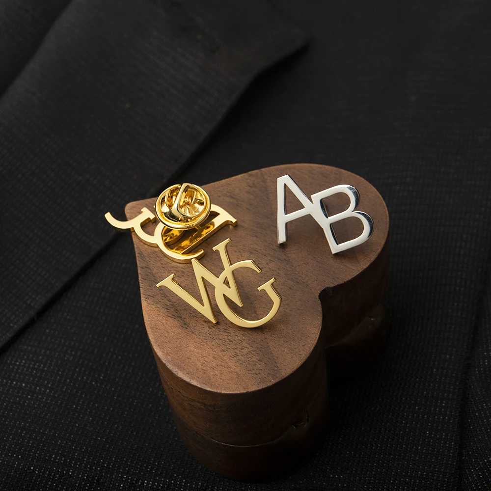 Personalized Initials Letter Lapel Pin Brooch A