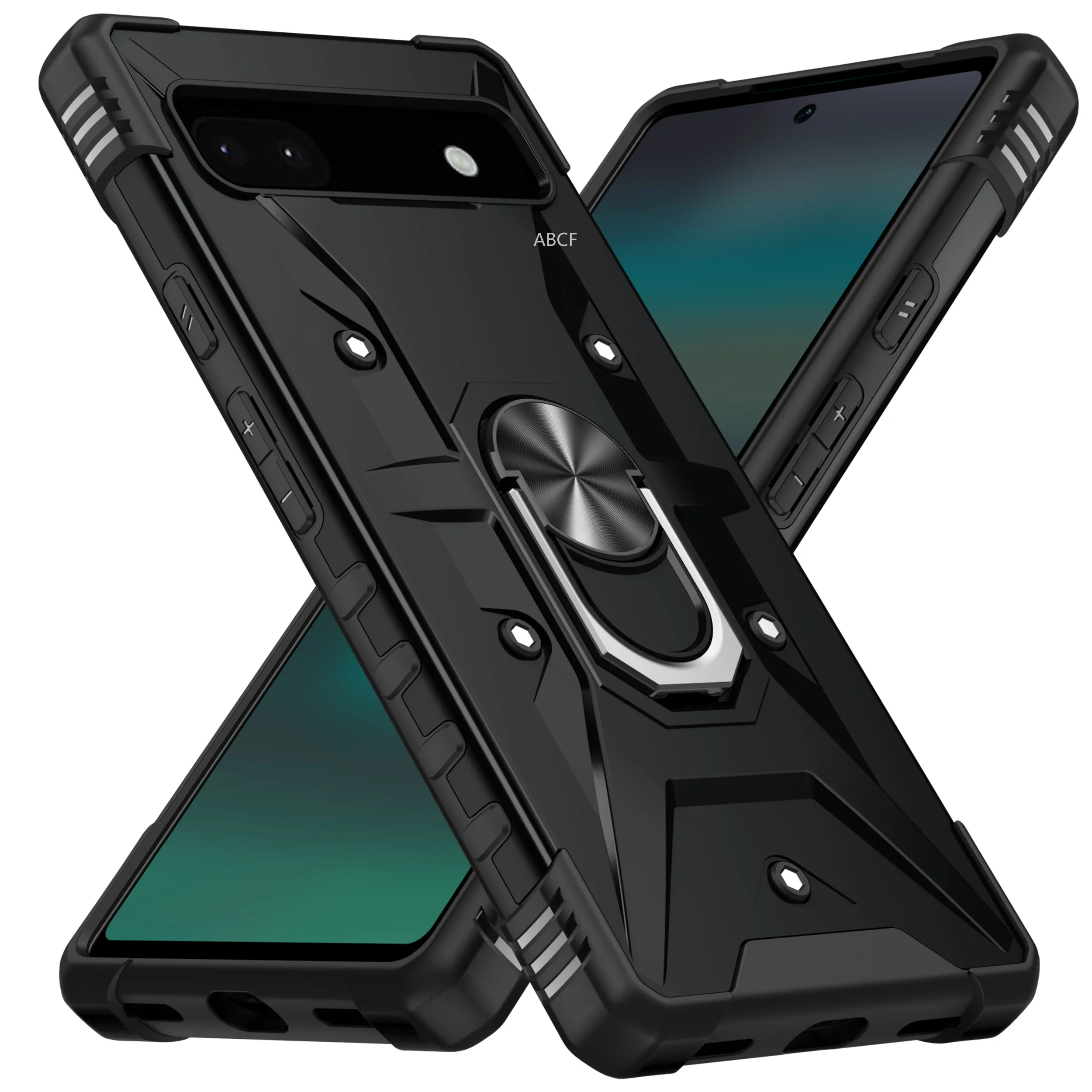 Hard Strong Magnetic Finger Ring Case for Google Pixel 8A Pixel 6A 7 Pro 8 Anti-Shock Cell Phone Accessories Case for Pixel 6A_voghion.com