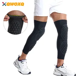 Compression MTB Knee Pads Honeycomb Long Basketball Leg Sleeve Men and Women Kids Sport Calf Knee Protection Soccer Gym Leggings