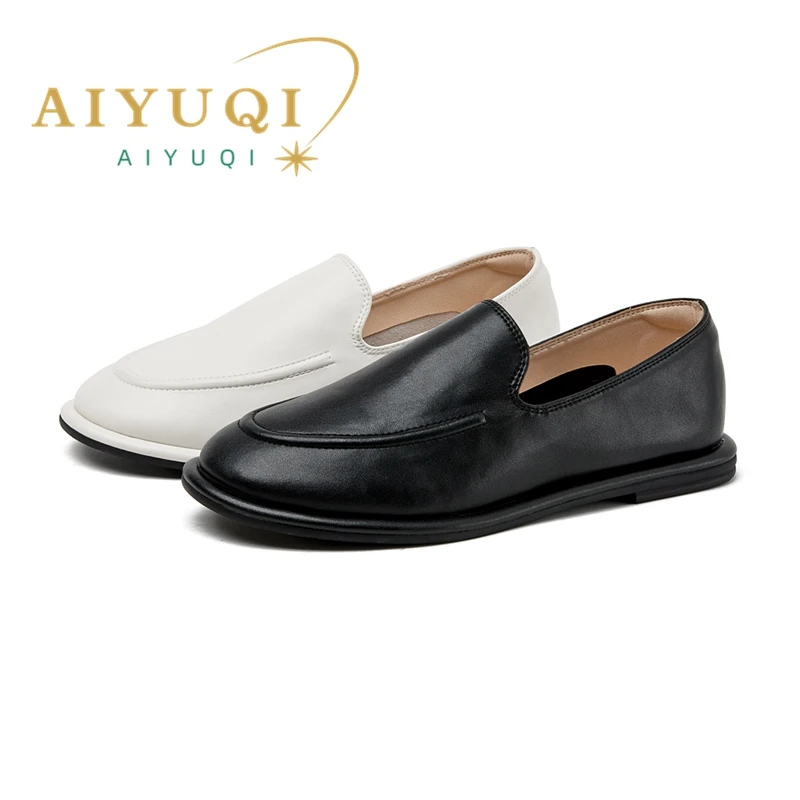 AIYUQI Loafers Women 2025 New Spring Round Toe One Foot Slip-on Shoes Women Genuine Leather Soft Flats Shoes Women 2