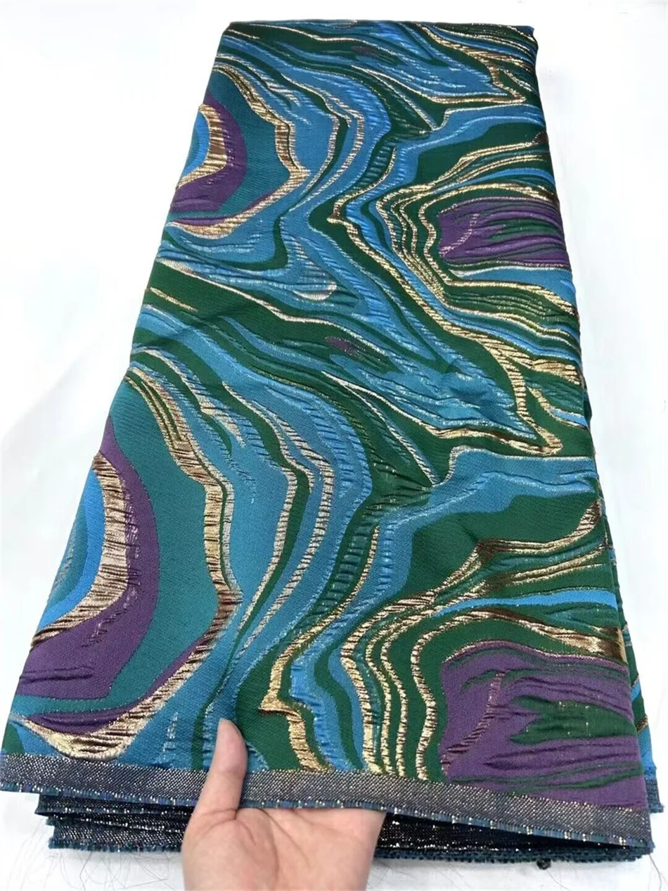

Latest African Brocade Jacquard Fabric Nigerian Floral Damask Cloth Gilding Lace Material Brocard Tissu 5Yard For Sewing DJB68