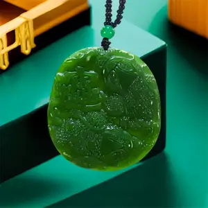 Green Real Jade Frog Pendant Necklace Gift Chinese Natural Jasper Gemstone Luxury Vintage Talismans Carved Jewelry Accessories