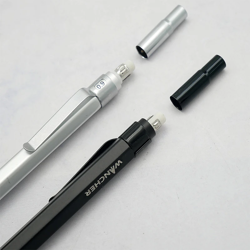 금속 자동 연필 개폐식 긴 바늘 팁 핸드 페인팅 드로잉 포켓 연필 0.3/0.5/0.7/0.9/1.3/2.0mm 스케치 아트