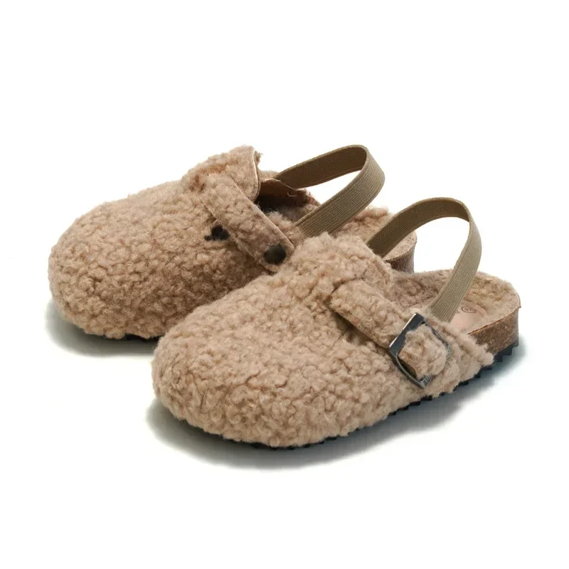 Children's Fleece Elastic Clogs Baby Boys Girls Plush Slipper,Winter Warm Soft Sole Shoes,Anti-Slippery Footwear 2