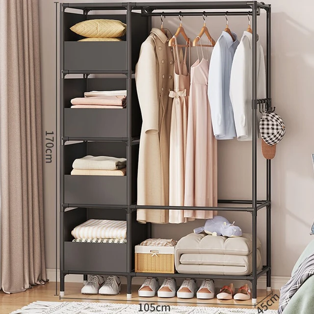 Simple Portable Wardrobe Closet Metal Clothing Rack Guarda Roupa Armarios Roperos  Dormitorios Baratos Cabinets for Living Room - AliExpress