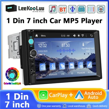 LeeKooLuu 7 "Radio de coche 1 Din inalámbrico Carplay Android Auto MP5 reproductor Multimedia compatible con entrada FM AUX Bluetooth MirrorLink 1