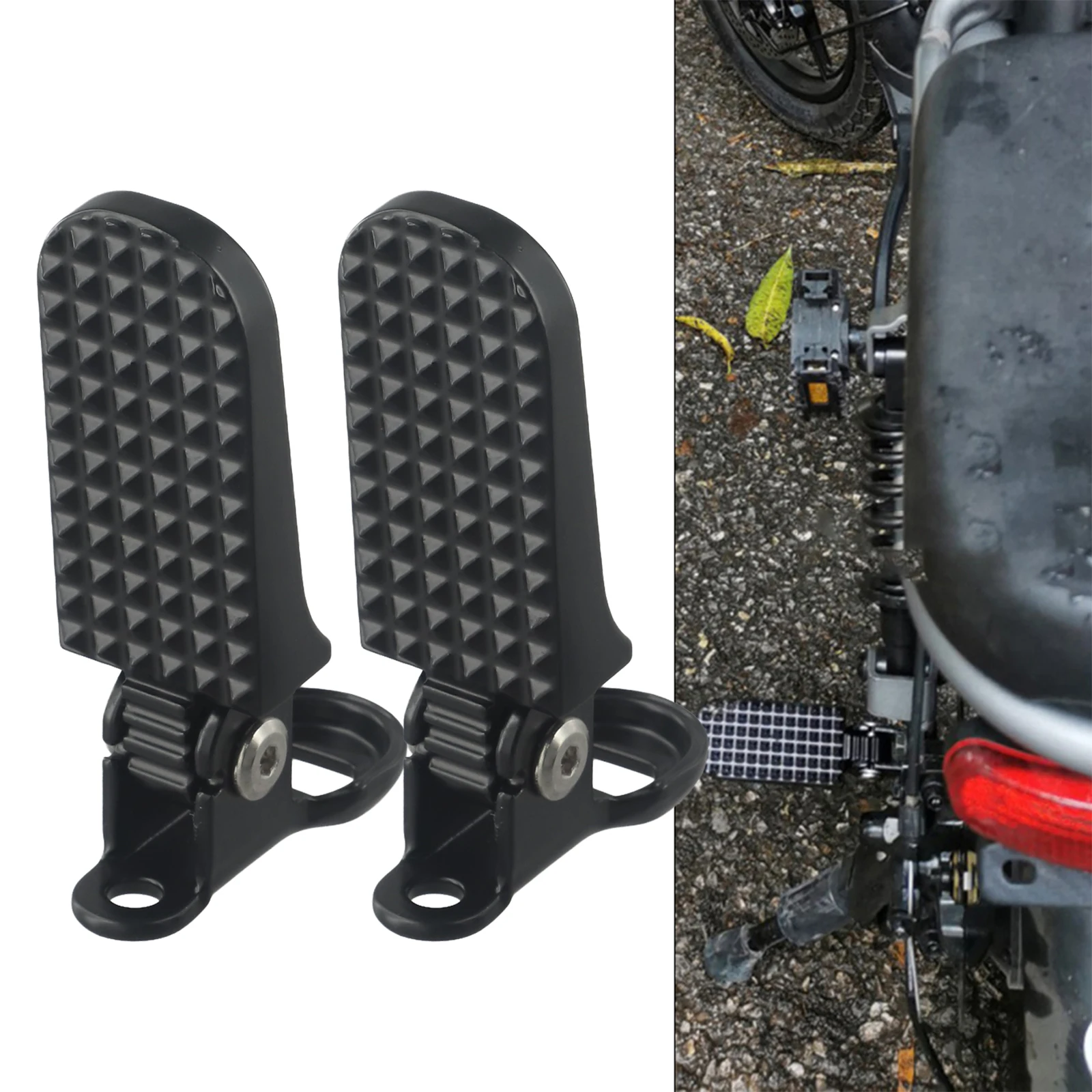 Description Picture 2 of item1pair Aluminum Alloy Rear Footrests Non Slip Bike Foot Pegs Rear Pedal for Bicycle Motorcycle Cycling Accessories