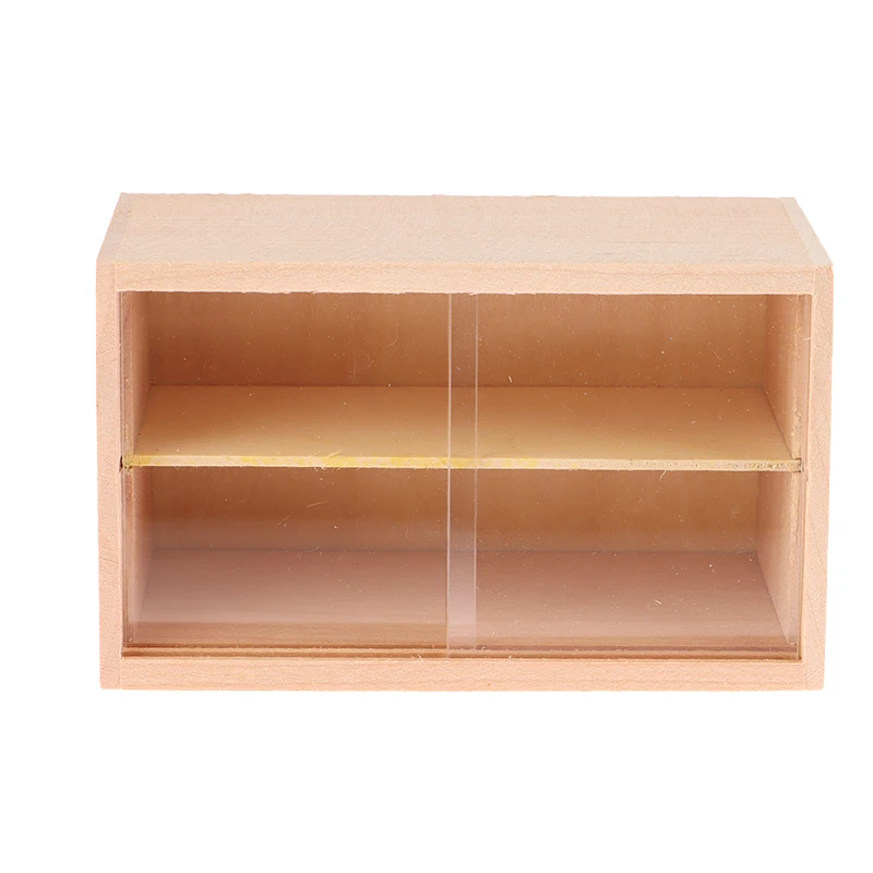 1:12 Dollhouse Miniature Wall Cabinet Sliding Door Showcase Model Furniture Accessories For Doll House Decor Kids Play Toys Gift