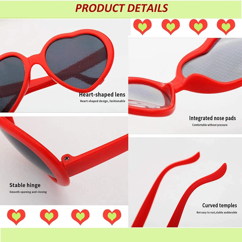 Women Fashion Heart Shaped Effects Glasses Watch The Lights Change To Heart Shape At Night Diffraction Glasses Female_voghion.com