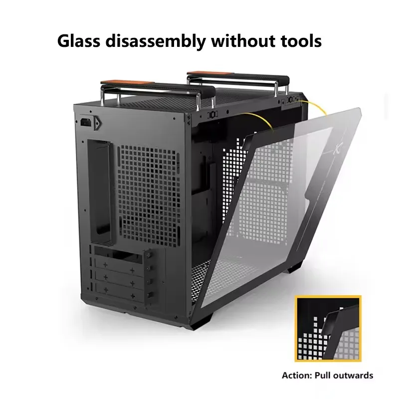 X-GAMERX X300 미니는 휴대용 케이스와 함께 제공되며, 240도 수냉 시스템을 지원하는 TYPEC 인터페이스를 갖추고 있습니다.