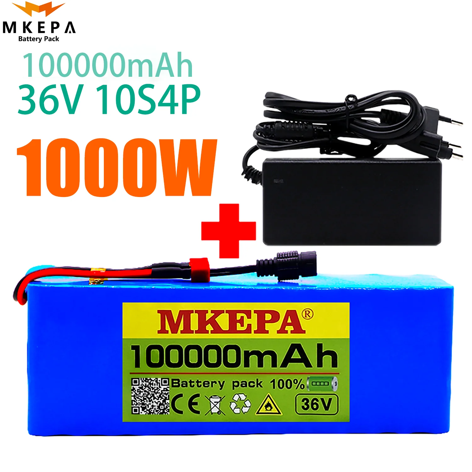 

10S4P 36V 100000mAh 18650 Battery Pack with 1000W High-power BMS for Electric Bicycle Lithium Battery
