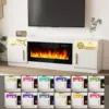 TV Stand Entertainment Center w/ 36" Fireplace,Media TV Console with High Gloss Storage Cabinet & 16 Colors LED Lights (White) 6