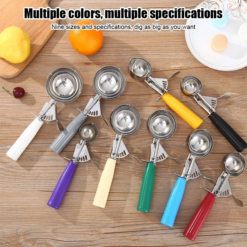 Ice Cream Scoop Stainless Steel Ice Cream Spoons Digger Fruit Baller Scoop Maker Home Kitchen Accessories