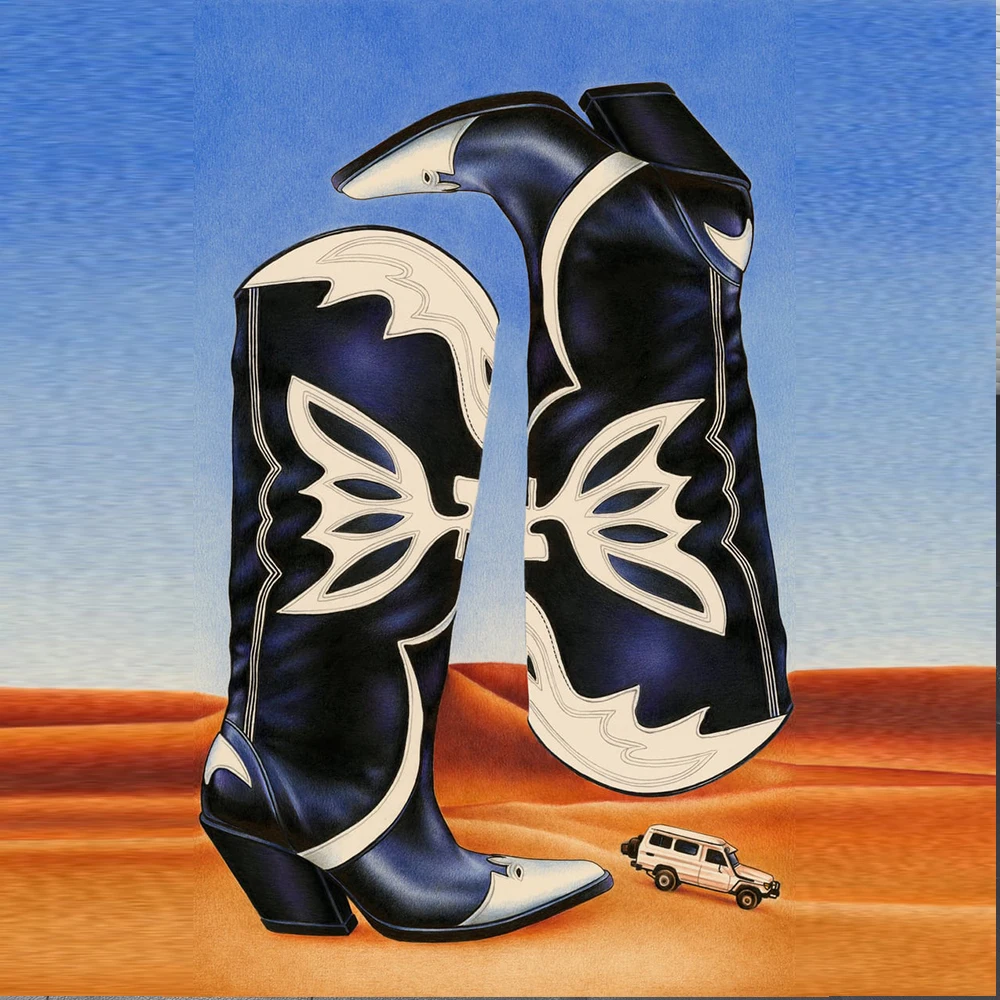 Cowboy Cowgirl Knee High Long Boots 
