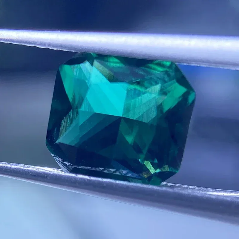 Lab Grown Zambian Emeralds Hydrothermal Hand Cutting Square No Corners with Cracks Inclusions Inside Selectable AGL Certificate