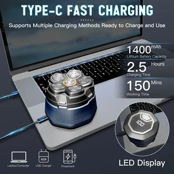 Solimpia Head Shavers for Bald Men - High-Speed 6D Magnetic Electric Razor for Fast Shaving, Hypoallergenic Shaving Razor 2