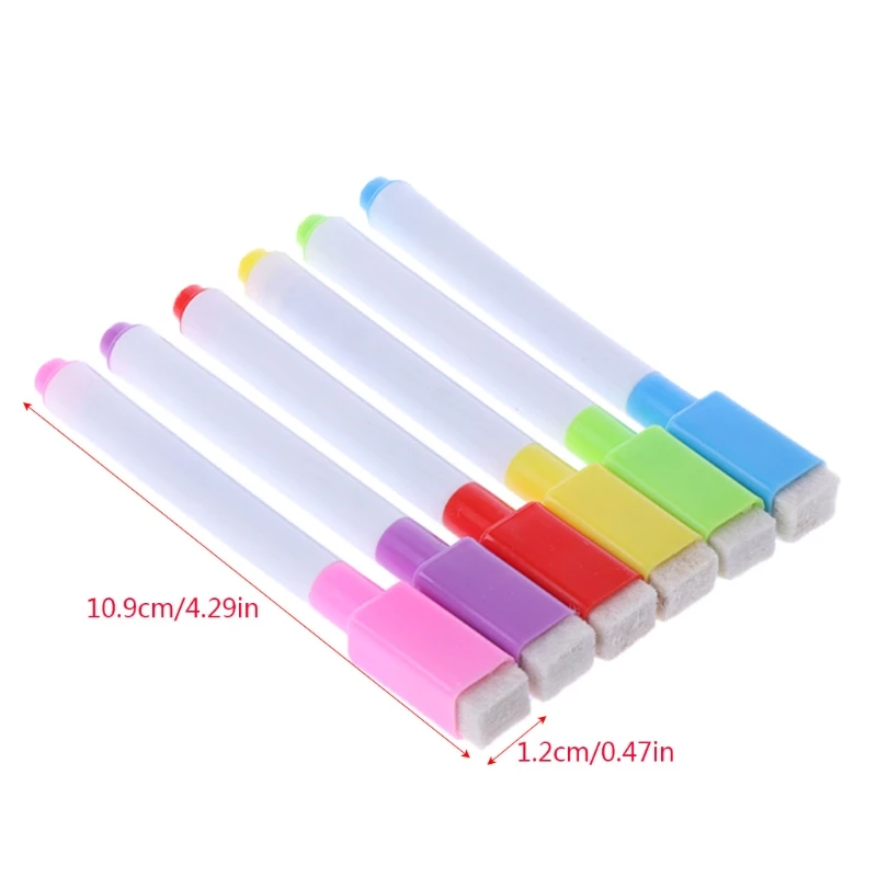 6Pcs/Set Whiteboard Erasable Marker Pen With Eraser School Supplies Dropship