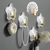 1/3/5pcs gold-plated star and shell punch-free hook, waterproof kitchen bathroom high load bearing, multi-functional door sticky 2