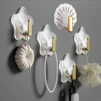 1/3/5pcs gold-plated star and shell punch-free hook, waterproof kitchen bathroom high load bearing, multi-functional door sticky 2