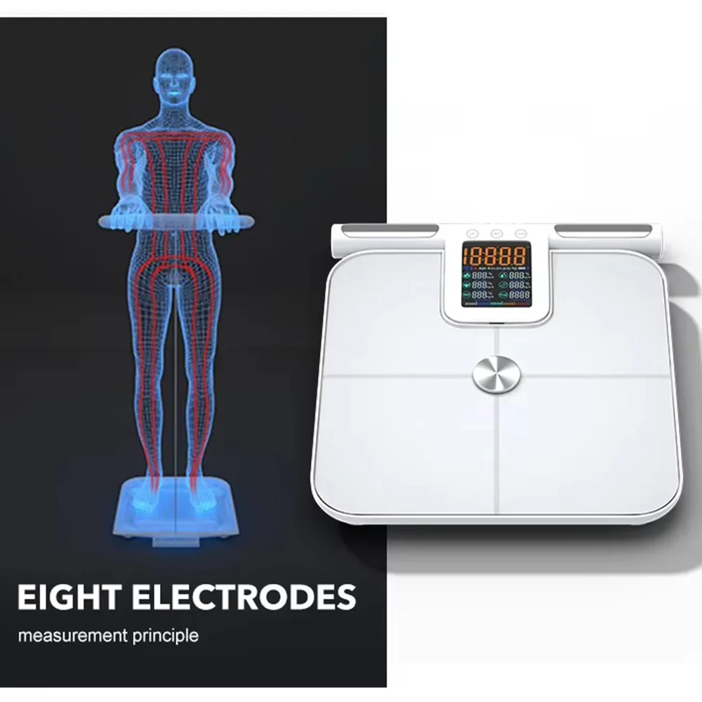 Smart Body Fat Scale for with Handle, 24 Precise Body Biological Analyzer, Digital Bathroom Weighing Bluetooth Scale 2