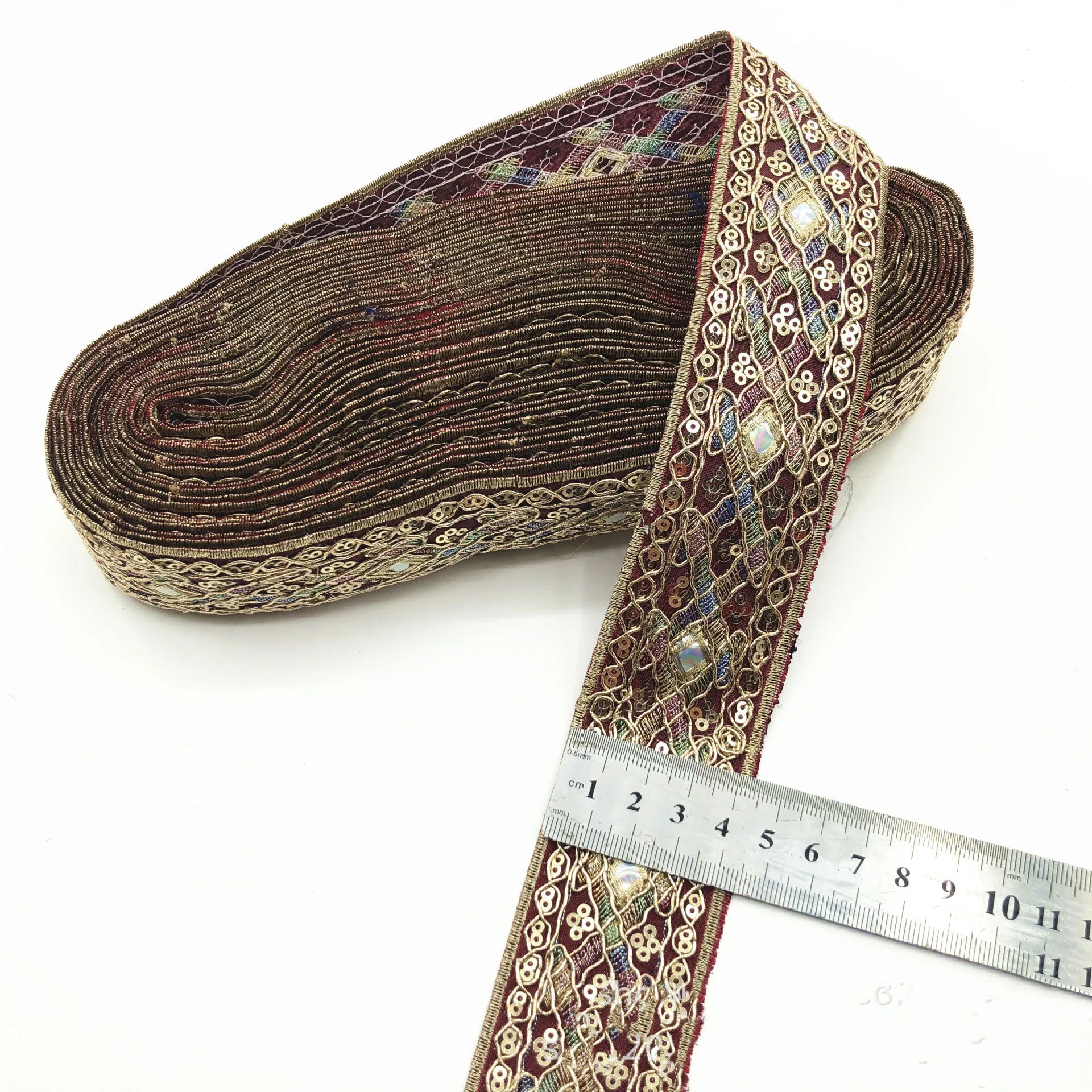 Lace Ribbon 1 Yards Ethnic Embroidery Sequin Ribbon Garment DIY Lace Fabric Accessories Lace Fabric Lace Sewing Accessories Lace Accessories Lace Garment Accessories