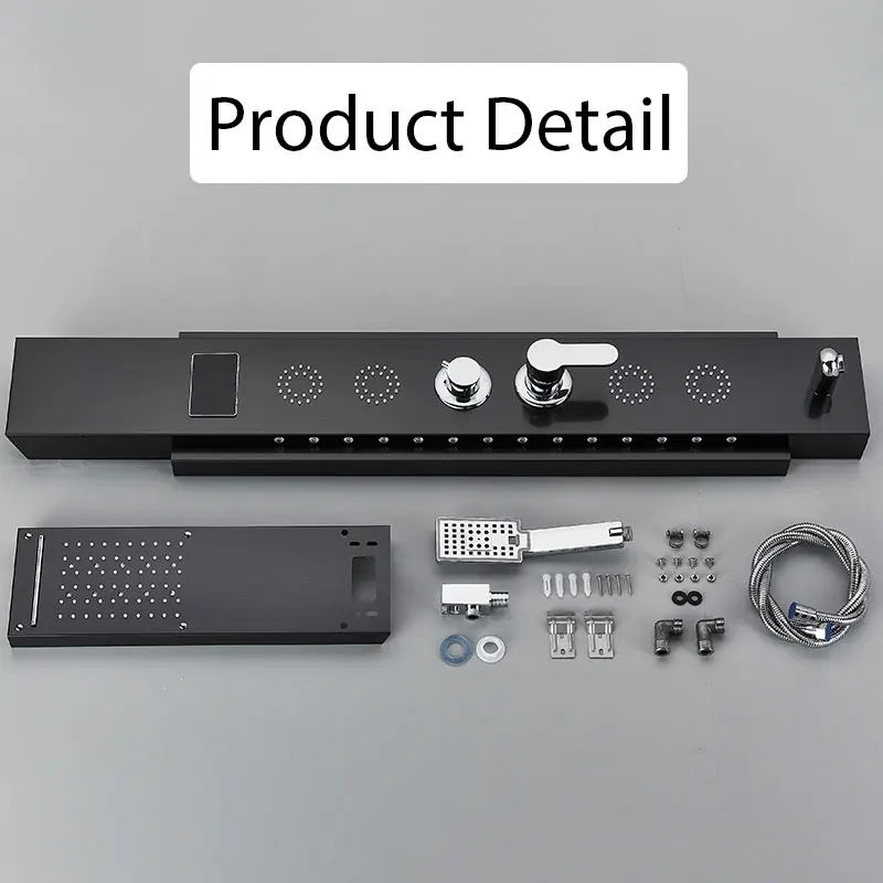 ULGKSD Full Faucet Set System LED Bathroom Showers Panel Hot&Cold Shower Column Rainfall And Waterfall Faucet Bathroom Mixer Tap 6