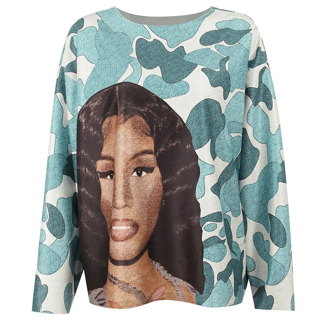 2000s Y2k Streetwear Rap Tees Nicki Minaj Icki Tapestry Crewneck Sweatershirt Top Drop Shippping